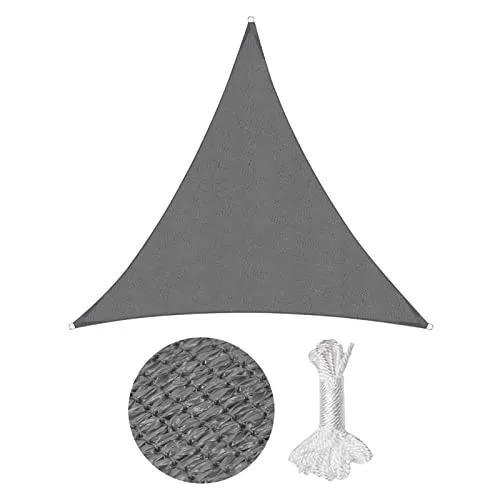 Sekey Sonnensegel 3x3x3m, Sonnenschutz, Dreieckig HDPE-Kunststoff, Winddicht Wasserdurchlässig UV-beständig Atmungsaktiv Reißfest, für Balkon Garten, mit Ösen und Befestigungsseile, Anthrazit