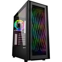 Sharkoon PC Gehäuse RGB Wave ATX schwarz - Stylisches PC-Gehäuse mit RGB-Beleuchtung, ideal für Gaming-Enthusiasten, die Wert auf Design und Kühlung legen.