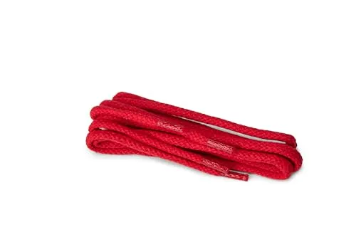 Kaps 1 Paar Hochwertige Runde Schnürsenkel, strapazierfähige Schuhbänder aus 100% Baumwolle (60 cm - 3 bis 4 Ösen / 31 - rot)
