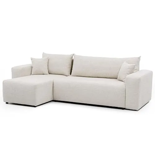 GREKPOL Sofa mit Schlaffunktion 145x248 - Ecksofa mit Bettkasten - Sofas & Couches – Bequem und praktisch, verwandelt sich in ein 200x125cm großes Bett mit integriertem Bettkasten für optimale Platznutzung.