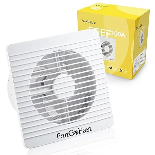 FanGoFast Badlüfter 100mm, Abluftventilator Leiser mit Rücklaufklappe, 12W Leistungsstarke Wandventilator Lüfter für Küche Bad Gewächshaus Garage