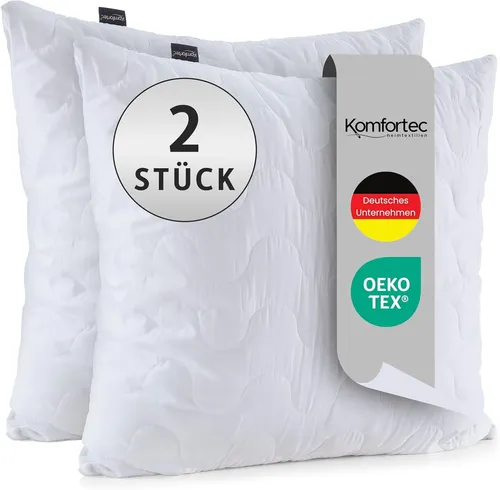 Komfortec Kopfkissen 40x40 cm 2 er Set, Höhenverstellbar Gesteppt Kissen,Öko