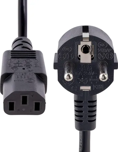 StarTech.com 1 m C13 Stromkabel - EU Schuko auf C13, 18AWG, 10A 250V, langlebig und ideal für PC und Bürogeräte