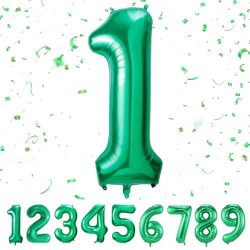 balloon Geburtstag zahlen Grün luftballon 1 jahre | Folienballon 1 -Riesen Folienballon in 40
