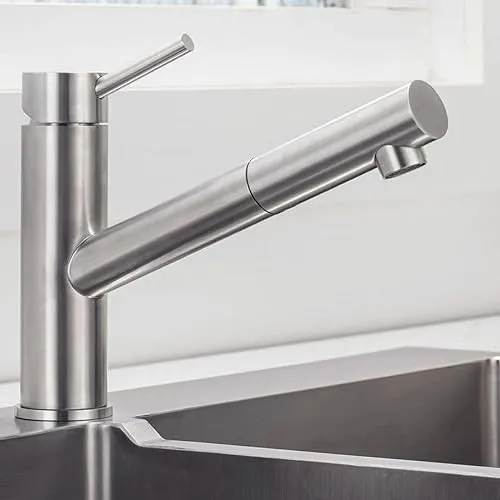 ONECE Ausziehbarer Wasserhahn für die Küche - Berührbare Wasserhähne für die Küche, 150° drehbar für mehr Flexibilität, aus langlebigem Edelstahl mit elegantem Design – ideal für Doppel-Küchenspülen.