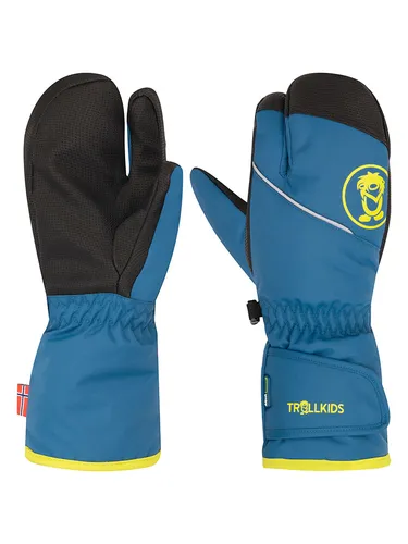 Trollkids Kid's Troll 3 Finger Glove - Warme Handschuhe für Kinder - Wasserdichte 3-Finger Handschuhe in Blau, ideal für Freizeit und Skifahren. Größe 4,5 - 7-8 Jahre, isolierend und bequem für aktive Kids.