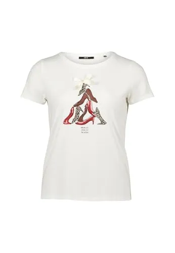 zero Damen Shirt mit Aufdruck und Schleife 36, Patch CreamRed
