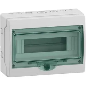 Schneider Electric 13444 Kleinverteiler 12TE - Mini-Kleinverteiler für Oberflächenmontage, IP65 Schutzklasse für zuverlässigen Einsatz in feuchten Umgebungen.