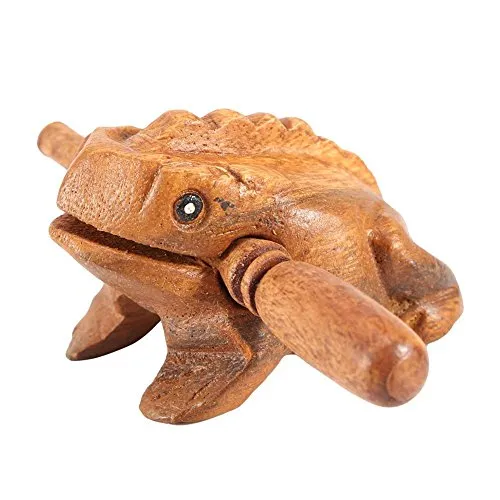 Regun Holz Glücklicher Frosch Singen Thai Traditionelle Handwerk Holz Glücklicher Frosch Singen Instrument Kleines Büro/Home Office Dekoration (5.8 cm)