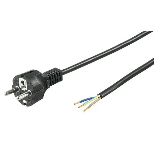 Goobay 94701 Stromkabel - 2 m Netzkabel mit geradem Schutzkontaktstecker, ideal zum Konfektionieren für Büro und Haushalt