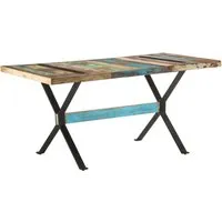 vidaXL Esstisch 160x80 cm aus Altholz - Industrieller Esstisch aus recyceltem Massivholz, einzigartig in Farbe und Maserung. Stabil durch pulverbeschichtete Stahlbeine, ideal für Küche oder Esszimmer.