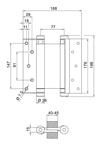 Deni Pendeltürbänder Nr.39 - 175 mm Stahl vernickelt (VPE: 1 Paar) - Türsicherungen mit robustem Design, ideal für stabile und langlebige Türlösungen.