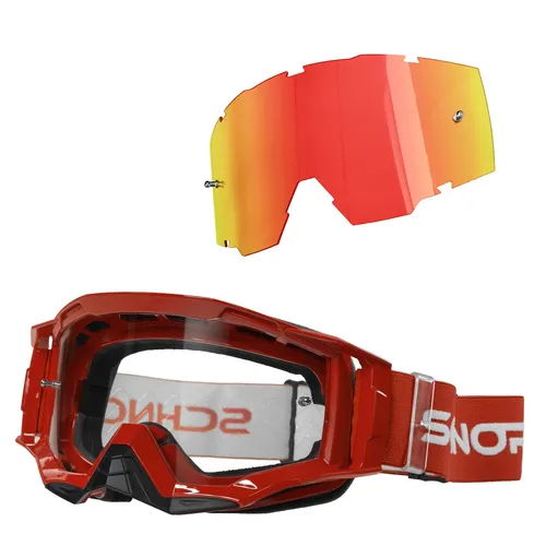 SCHNORR MX Neo Sportbrille - Motocross Brille mit Anti-Fog und Wechselglas Rot - Die SCHNORR MX Neo Sportbrille in Rot bietet dir klare Sicht und hohen Tragekomfort. Der flexible Rahmen und die Anti-Fog-Beschichtung sorgen für optimale Leistung bei jedem Einsatz.