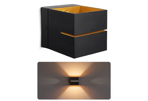 SSC-LUXon KOURA LED Wandleuchte schwarz gold Up Down - Stilvolle Wandleuchte in Schwarz und Gold, mit warmweißem G9 LED-Leuchtmittel für gemütliches Licht. Ideal für geschlossene Räume und energieeffizient mit nur 2 kWh Verbrauch.