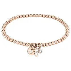 Tamaris Damen Armband in Roségold aus Edelstahl - Elegantes Beads-Armband mit Blütenanhänger und Zirkoniastein, ideal als Geschenk. Hochwertiges Design und verstellbares Zugband für perfekten Sitz.