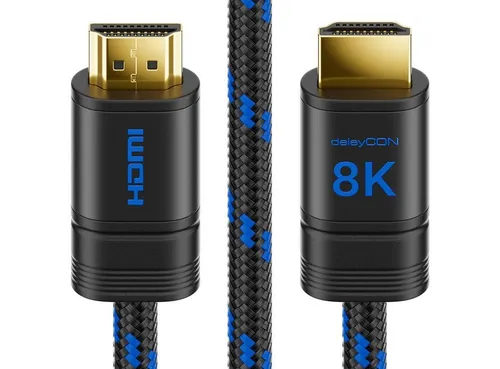 deleyCON deleyCON 0,5m 8K UHD-II HDMI 2.1 Nylon Kabel 8K@60Hz 4K@120Hz HDMI-Kabel