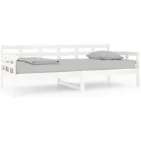 vidaXL Tagesbett Weiß aus massivem Kiefernholz 90x200 cm - Multifunktionales Tagesbett aus massivem Kiefernholz, ideal als gemütlicher Schlafplatz oder bequeme Sitzgelegenheit für Übernachtungsgäste. Stabiler Lattenrost für verlängerte Matratzenlebensdauer.