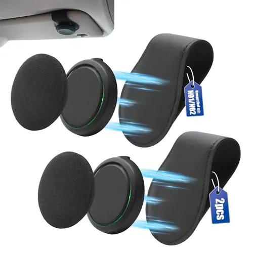 JJKOL 2 Stück Sonnenblenden Halterung Kompatibel für OOONO CO-Driver NO2/NO1, für Halterung OOONO 2 Halterung Auto Blitzerwarner PU Leder Schwarz, mit Eingebauten Magneten und Zähigkeit Haltbarkeit