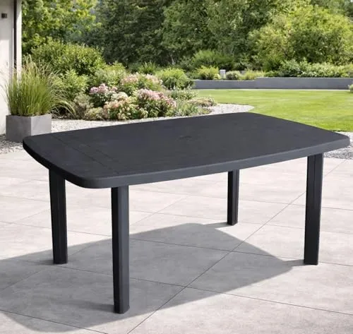 Mojawo Gartentisch Campingtisch Kunststoff 140x90cm Anthrazit - Wetterfester Balkontisch in trendigem Anthrazit, ideal für 2-6 Personen. Stabil, leicht zu reinigen und perfekt für entspannte Stunden auf Terrasse oder Balkon.