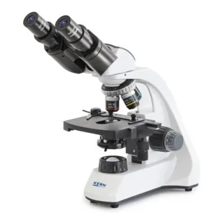 KERN Durchlichtmikroskop OBT 106 - Hochwertiges Schulmikroskop für die Grund- und Sekundarstufe, mit stufenlos dimmbarer LED für optimale Ausleuchtung und mobilen Batteriebetrieb.