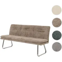 Sitzbank HWC-H70 - Moderne Polsterbank mit Rückenlehne, 180 cm - Sitzbänke mit elegantem Chenille Stoffbezug, stabilen Edelstahlfüßen und verstellbaren Bodenschonern. Ideal für bis zu drei Personen, vereint Stil und hohen Sitzkomfort.