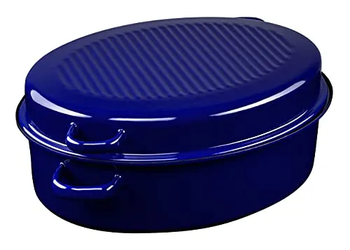 Riess Gänsebräter oval, emailliertes Stahlblech (2-tlg) blau