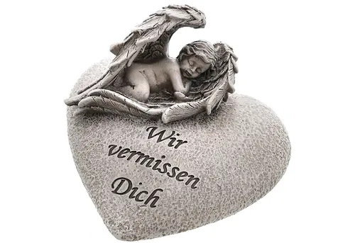 Annastore Gartenfigur Besinnliche Grabdeko zur Erinnerung - Grabschmuck, (Grabfigur, Friedhof Deko), frostfest und witterungsbeständig