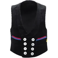 Job Image Zunftweste 53201 - Schwarz mit Rot/Blauer Paspelierung - Herren-Westen aus robustem Trenkercord, ideal für Handwerk und Freizeit, mit modischer Paspelierung für einen besonderen Look.