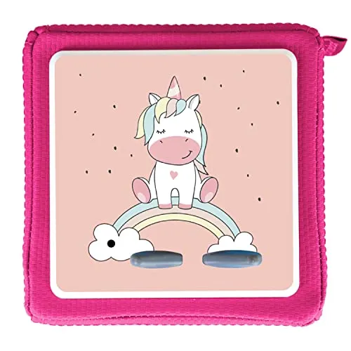MeinBaby123® Schutzfolie kompatibel mit Toniebox | Schutzcover selbstklebend | Aufkleber passgenau I Folie Sticker I Toniebox Zubehör | Süßes Einhorn auf Regenbogen