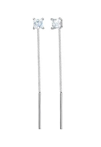 Elli Ohrringe Damen Ohrhänger Stab Geo Minimal Pull-Through mit Zirkonia Kristall - Ohrringe für Damen aus 925 Sterling Silber, verziert mit funkelnden Zirkonia Kristallen und ideal für stilbewusste Frauen.