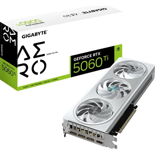 GIGABYTE GeForce RTX 5060 Ti 8GB Aero OC - Hochleistungs-Grafikkarte - Grafikkarte mit 8 GB GDDR7, ideal für Gaming und kreative Anwendungen, bietet beeindruckende Leistung mit Boost-Takt bis zu 2647 MHz.