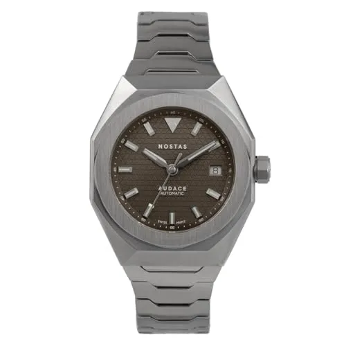 Nostas Audace Armbanduhr für Herren, aus Stahl, mit Datumsanzeige, Swiss, Armband