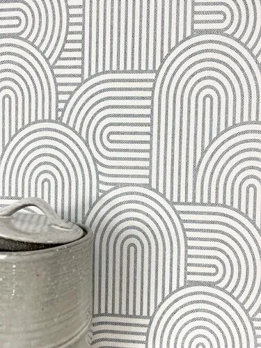Newroom Tapete Grau Vliestapete Linien - Mustertapete Boho Weiß Bogen Boho Tapete Modern Ethno-Muster Grafisch inkl. Tapezier-Ratgeber