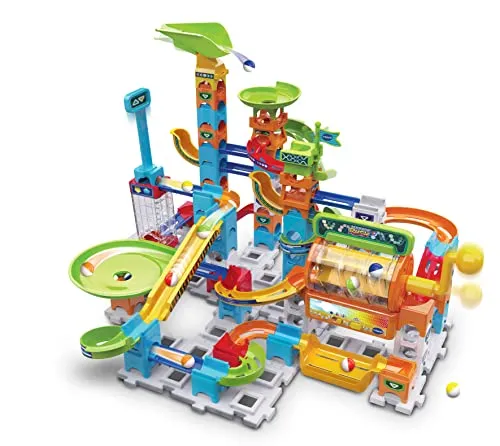 VTech Marble Rush - Super Action Set L100 E, interaktive Kugelbahn mit Licht & Sound, 99 Bauteile und 10 MarBalls für unbegrenzten Spielspaß!