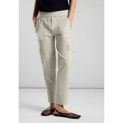Cargohose STREET ONE, Damen, Gr. 44, Länge 28, grau (dolomite stone), Stoff, 82% Polyester, 18% Elasthan, unifarben, comfort fit lang, Hosen Cargohose, softer Materialmix