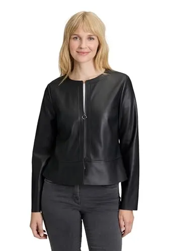 Betty Barclay Damen Kurzblazer mit Reißverschluss Schwarz, 38 - Eleganter Kurzblazer für Damen, figurnah geschnitten mit langem Arm und Rundhals-Ausschnitt, perfekt für stilvolle Anlässe und vielseitig kombinierbar.