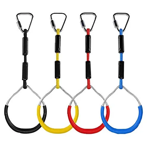 FBSPORT Klettern Ringe für Kinder - 4 Stück, belastbar bis 160KG - Schaukeln für Kinder, wetterfest und ideal für Ninja-Hindernisparcours. Perfekt für drinnen und draußen, bietet Sicherheit und Spaß beim Spielen!