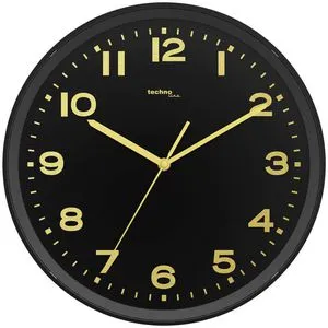 Technoline Wanduhr WT 8500, Kunststoff, analog, Funkuhr, Ø 30 cm, schwarz