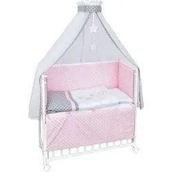 Baby Delux Beistellbett mit Matratze und Bettwäsche Set (Magic Stars Rosa)