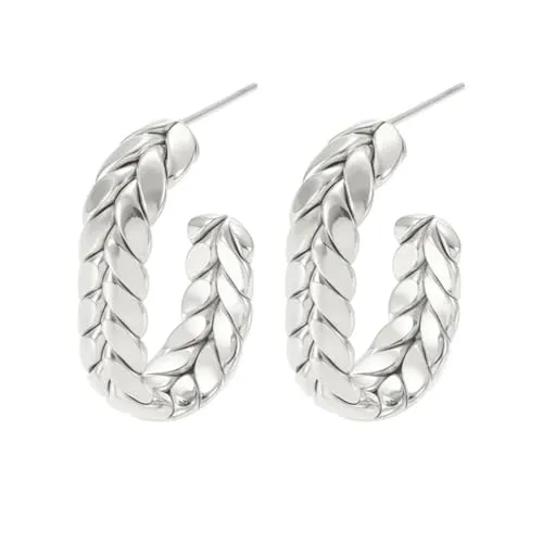 KARMA NH11288893 Creolen Edelstahl Silber Ohrringe 2,8 cm Damenohrringe Ohrschmuck Kreolen Damenschmuck Edelstahlcreolen Damencreolen (Silber)