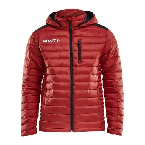 CRAFT Isolate Jacket M Bright Red L - Funktionsjacke für Herren, wind- und wasserabweisend mit abnehmbarer Kapuze und Brusttasche für Essentials. Ideal für Sport und formelle Anlässe, sorgt die Mikrofaserfüllung für optimale Wärme.