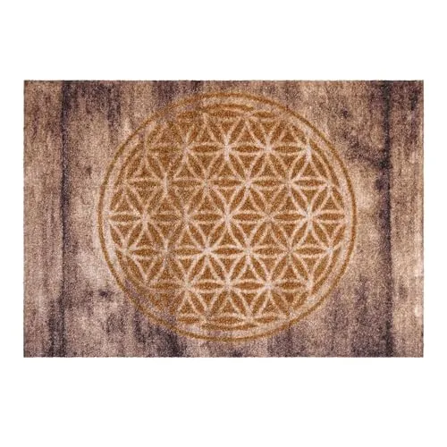 akzente Fußmatte Listen Flower of Life, Rechteckig, 70x100 cm - Wetterbeständige und rutschfeste Fußmatte aus pflegeleichtem Polyester mit motivischem Flower of Life Design. Ideal für drinnen und draußen, maschinenwaschbar bei 30°C.