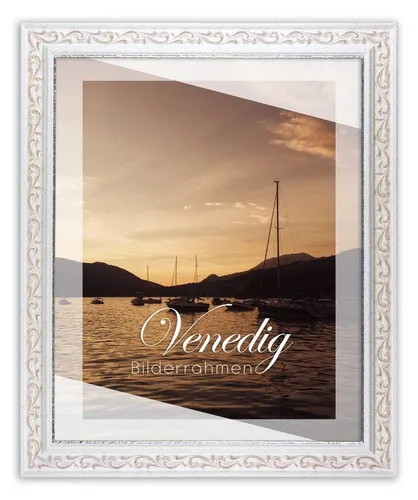 BIRAPA Einzelrahmen Bilderrahmen Venedig 60x60 cm - Eleganter Holz-Bilderrahmen in Weiß Rosé, ideal für Fotos und Kunstwerke. Mit bruchfestem Kunstglas und praktischen Metallaufhängern für einfache Wandmontage.