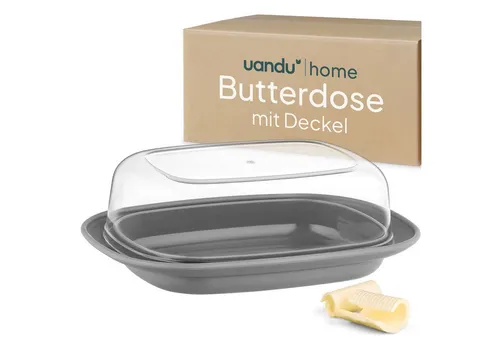 uandu home Butterdose mit Deckel Kunststoff, Butterbehälter, Butter dish, Butterdosen, (Butterschale mit Deckel, Butterdose spülmaschinenfest, Butterbox, Butter Box Dose)