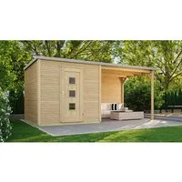 Gartenhaus weka Designhaus 413 B Gr. 2 - Flachdach Gartenhaus aus hochwertigem Holz, inklusive selbstklebender Dachfolie und Fußboden – ideal für Gartenlagerung und Freizeitgestaltung.