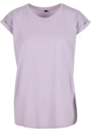Build Your Brand Damen T-Shirt Ladies Extended Shoulder Tee, lang geschnittenes T-Shirt für Frauen, Baumwolle, Lilac, XXL