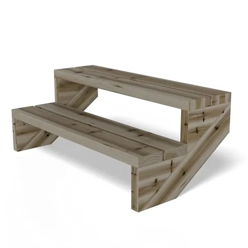 Gartenwelt Riegelsberger Terrassentreppe 95 cm - Massivholz & Komplett-Set - Treppenbestandteile für den perfekten Übergang zwischen Terrasse und Rasen. Massivholz, kesseldruckimprägniert und ideal für Heimwerker. Komplett-Set mit Wangen, Bohlen und Schrauben.