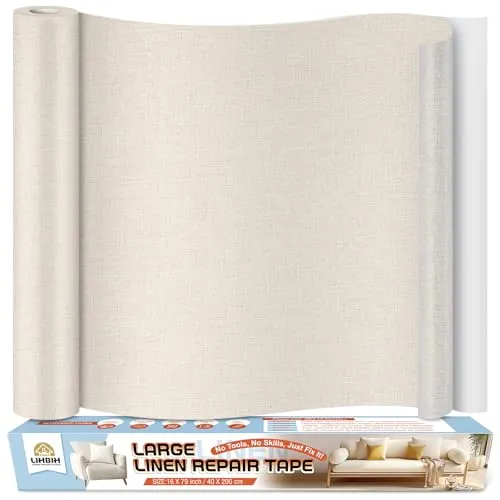 Flicken Selbstklebend Stoff Reparaturset, 40x200 cm Selbstklebender Stoff Flicken Leinen Reparatur Patch, Leinenstoff Patches Selbstklebend für Sofas, Autositze, Bootssitze, Bürostühle, Beige
