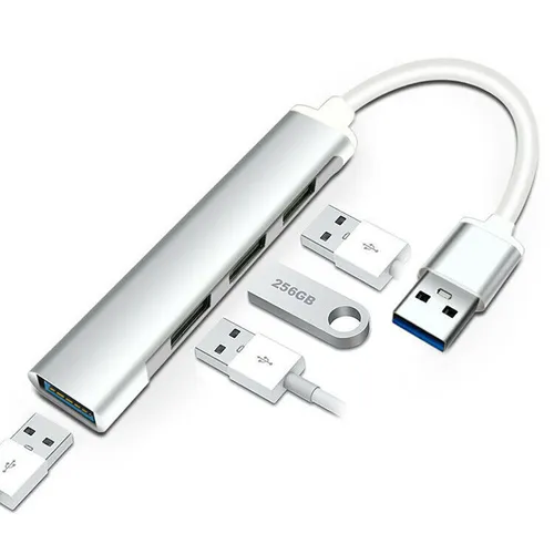 USB-A Hub 4x USB Port Adapter Notebook Laptop PC Macbook Aluminium Mini USB 3.0