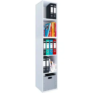 VCM Aktenregal Lona I XXL - 5 Ordnerhöhen, Platz für 20 Ordner - Büromöbelprogramm mit drei variablen Fachböden und 10 kg Traglast pro Fach, perfekt für die Organisation Ihres Büros. Maße: 35 x 183 x 37 cm, in elegantem Weiß.